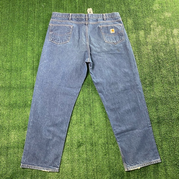 Carhartt FR Flame Retardant Size 42X32 Denim Blue Jeans Made In USA FRB100 - Picture 2 of 11